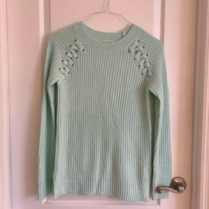 Mint Green Lace-Up Detail Sweater